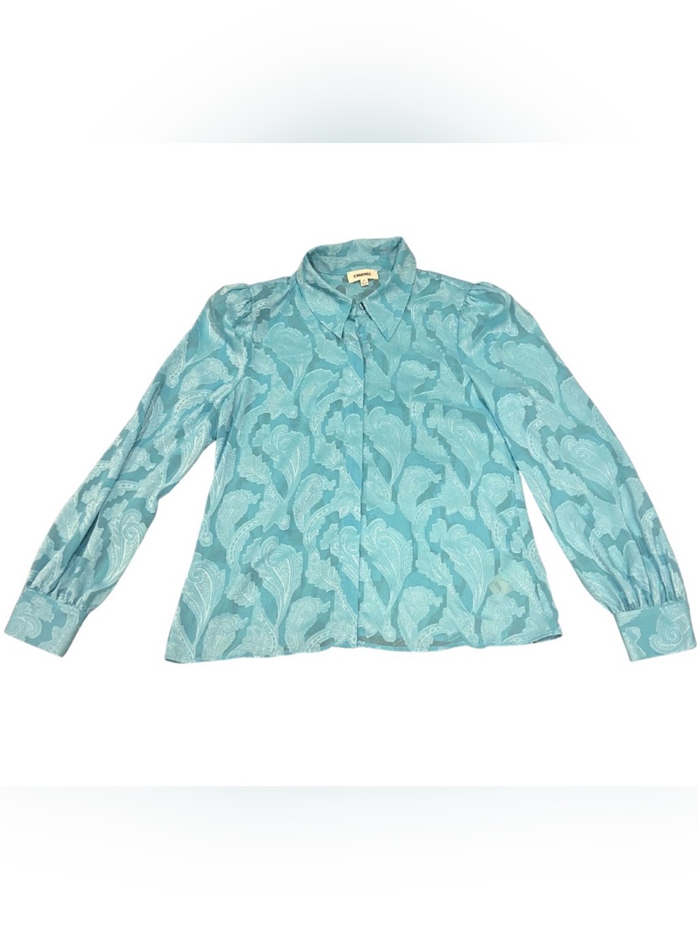 L’AGENCE Jenica Paisley Blouse | Aqua | Size S - Picture 2 of 7